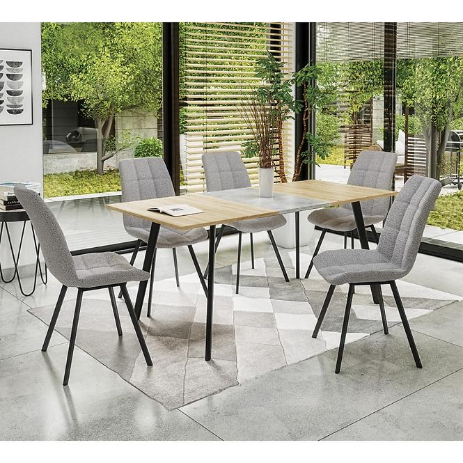 Rozkladací stôl Albon 120/160x80cm Mdf/Oceľ – Dub Sanoma/Popolavý/Čierna