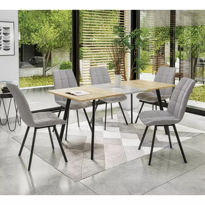 Rozkladací stôl Albon 120/160x80cm Mdf/Oceľ – Dub Sanoma/Popolavý/Čierna,15