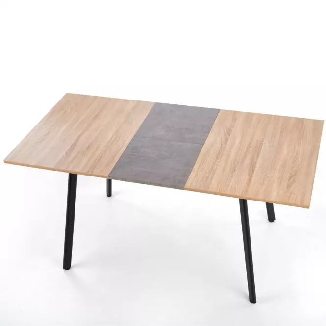 Rozkladací stôl Albon 120/160x80cm Mdf/Oceľ – Dub Sanoma/Popolavý/Čierna