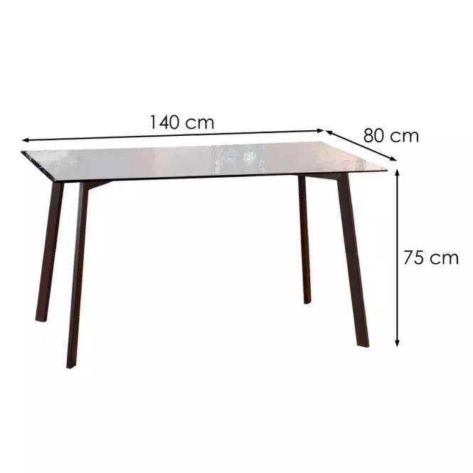 Stôl Trax 140x80 Sklo/Oceľ – Dymiony/Čierna,2