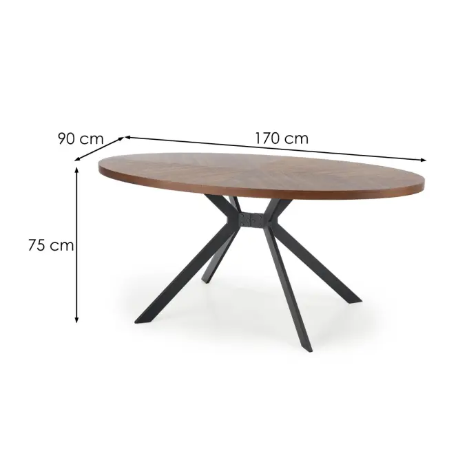 Stôl Locarno 170 Mdf/Oceľ – Orechowy/Čierna,5