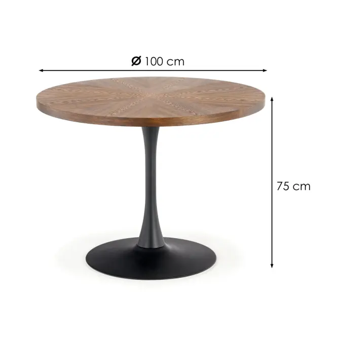 Stôl Carmelo 100 Mdf/Oceľ – Orechowy/Čierna,2