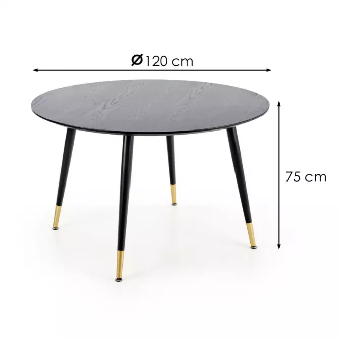 Stôl Embos 120 Mdf/Oceľ – Čierna/Zlatá