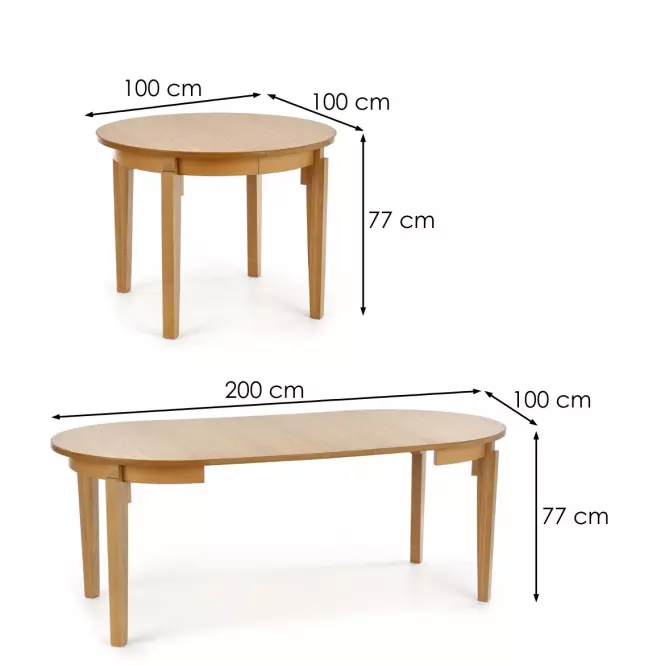 Rozkladací stôl Sorbus 100/200x100cm Mdf/Drevo – Dub Med