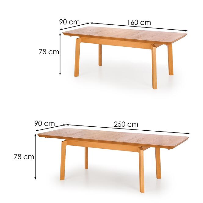 Rozkladací stôl Rois 160/250x90cm Mdf/Drevo – Dub Medový