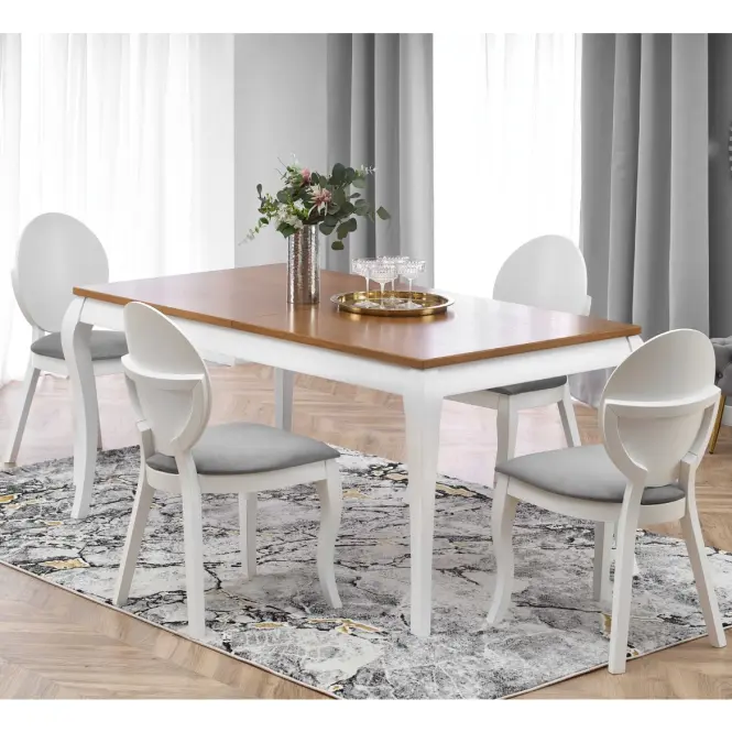 Rozkladací stôl Windsor 160/240x90cm doska/drevo – Tmavý Dub/Biely,12