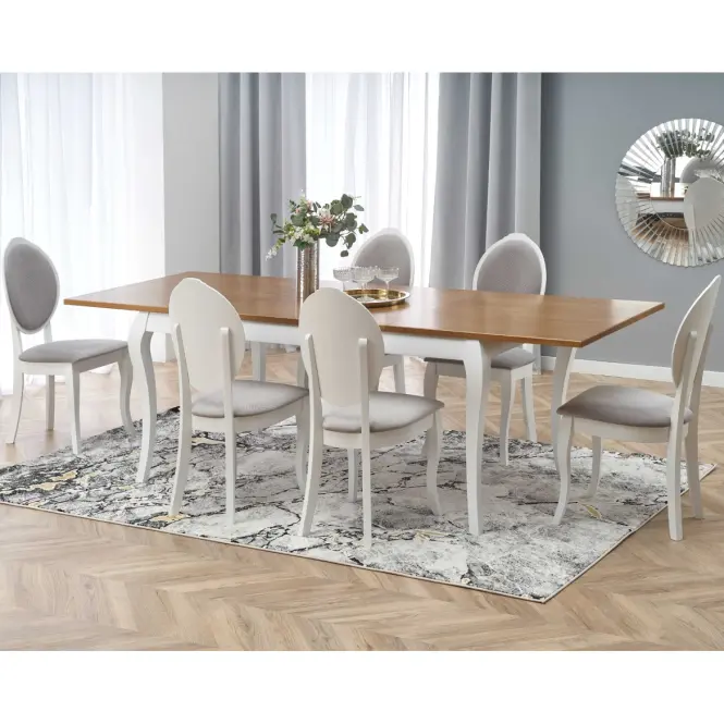 Rozkladací stôl Windsor 160/240x90cm doska/drevo – Tmavý Dub/Biely