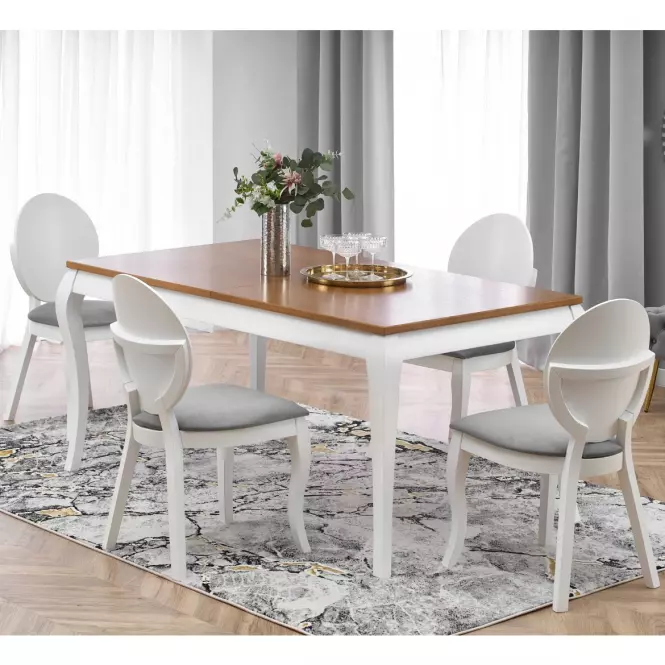 Rozkladací stôl Windsor 160/240x90cm Płyta/Drevo – Tmavé Dub/Biely