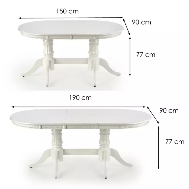 Rozkladací stôl Joseph 150/190x90cm Mdf/Drevo – Biely