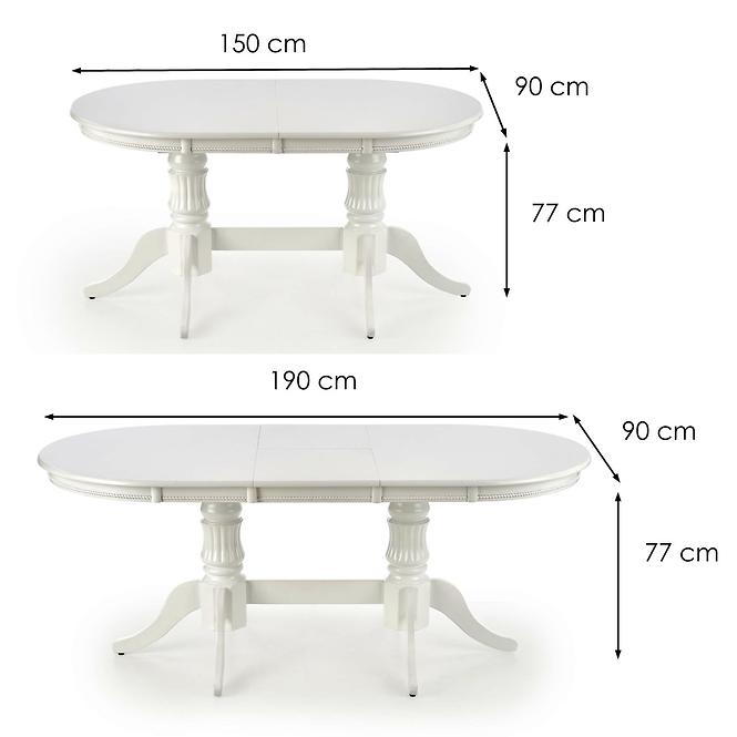 Rozkladací stôl Joseph 150/190x90cm Mdf/Drevo – Biely