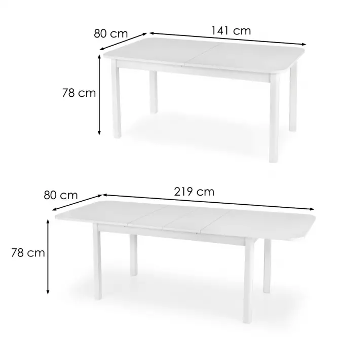 Rozkladací stôl Florian 141/219x80cm doska/MDF– Biely