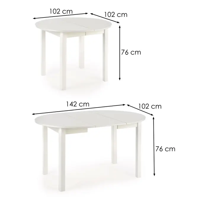Rozkladací stôl Florian 141/219x80cm doska/MDF– Biely,9