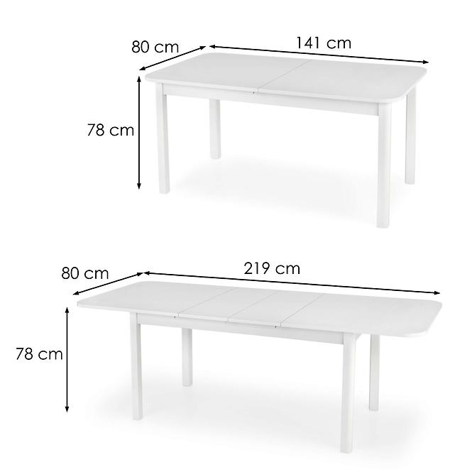 Rozkladací stôl Florian 141/219x80cm Płyta/Mdf – Biely