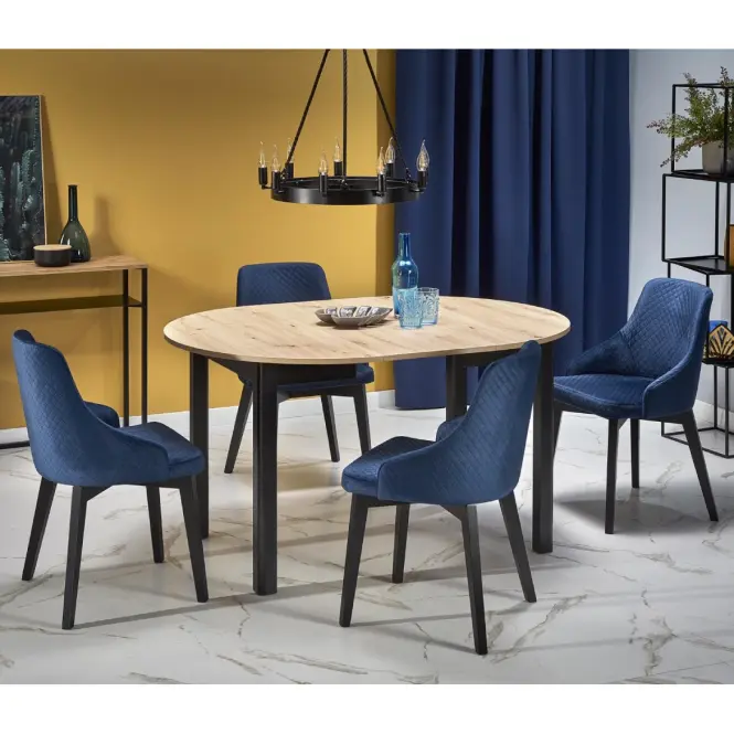 Rozkladací stôl Ringo 102/142x102cm Doska/MDF – Dub Artisan/Čierna,10