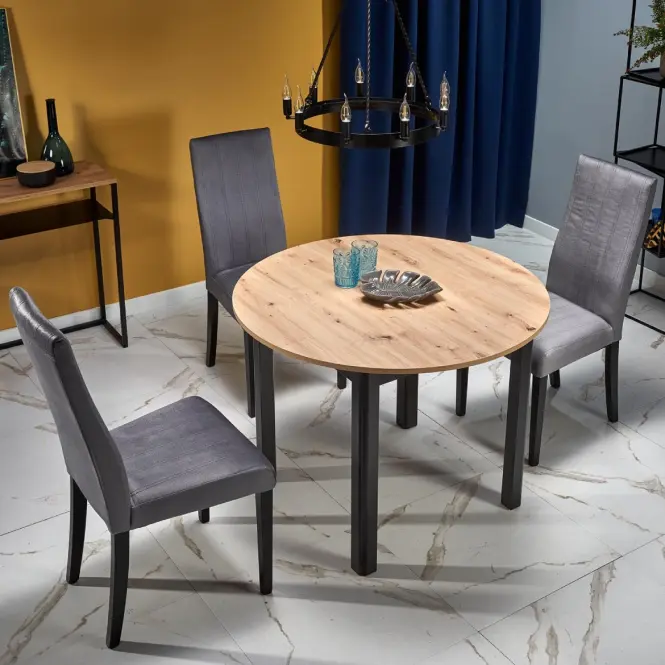 Rozkladací stôl Ringo 102/142x102cm Doska/MDF – Dub Artisan/Čierna,12