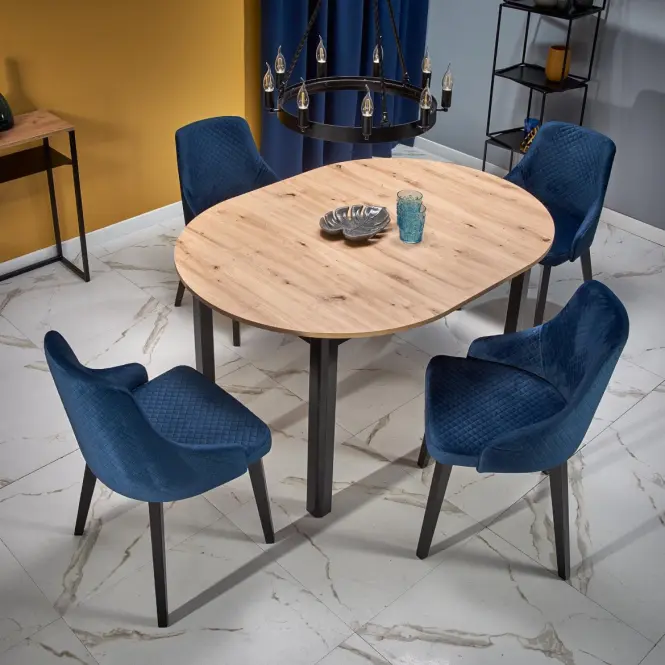 Rozkladací stôl Ringo 102/142x102cm Doska/MDF – Dub Artisan/Čierna,16