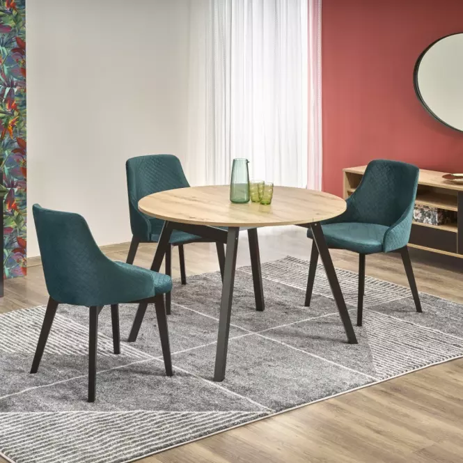Rozkladací stôl Ruben 102/142x102cm Płyta/Drevo – Dub Artisan/Čierna