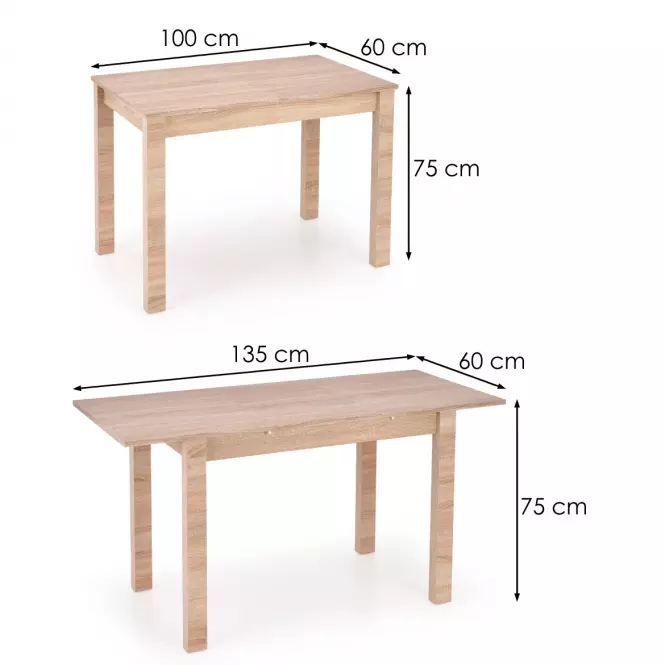 Rozkladací stôl Gino 100/135x60cm Dub Sonoma