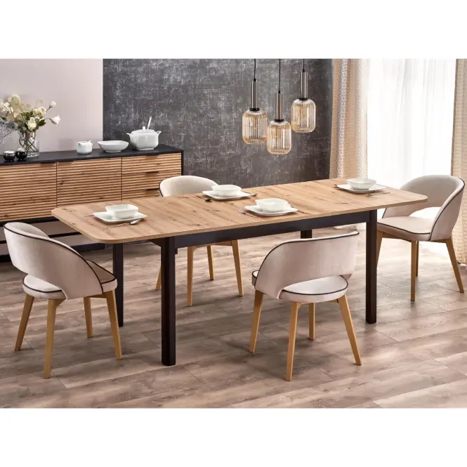 Rozkladací stôl Florian 141/219x80cm doska/MDF – Dub Artisan/Čierna,14