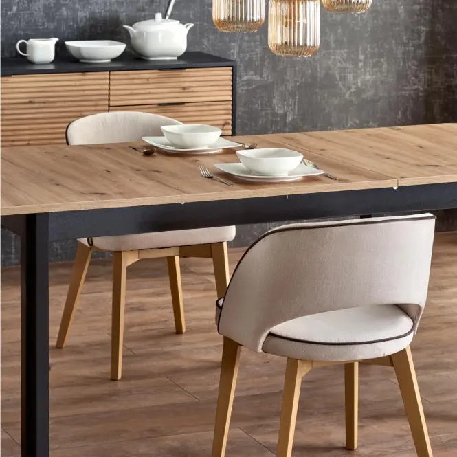Rozkladací stôl Florian 141/219x80cm doska/MDF – Dub Artisan/Čierna,15