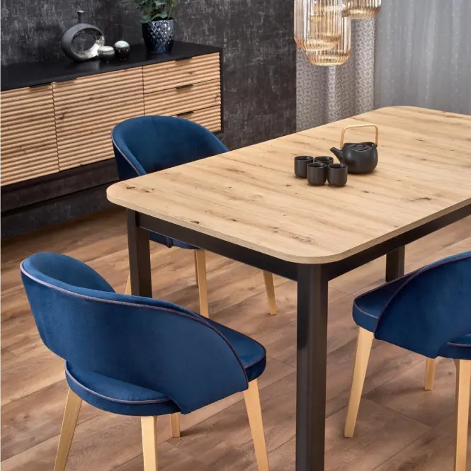 Rozkladací stôl Florian 141/219x80cm doska/MDF – Dub Artisan/Čierna,17