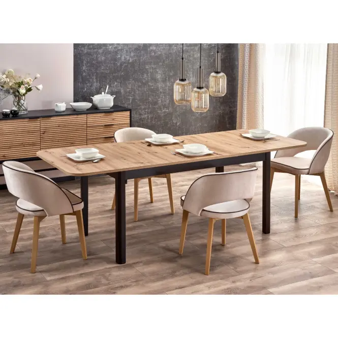 Rozkladací stôl Florian 141/219x80cm doska/MDF – Dub Artisan/Čierna,18