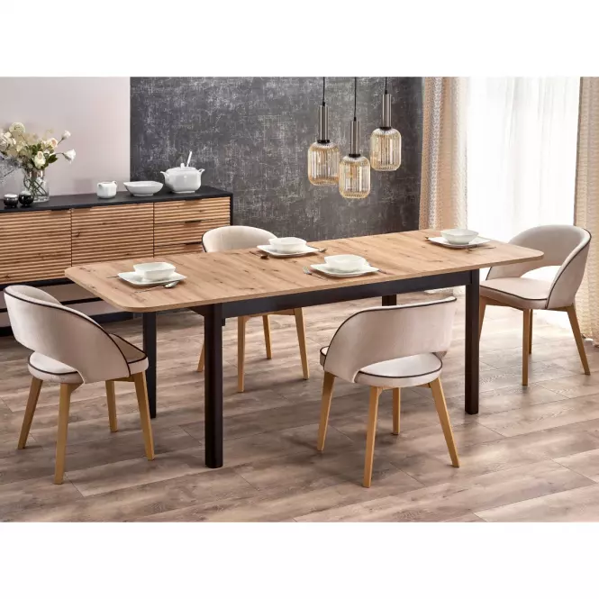 Rozkladací stôl Florian 141/219x80cm Płyta/Mdf – Dub Artisan/Čierna