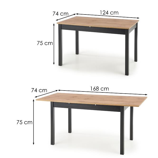 Rozkladací stôl Greg 124/168x74cm – Dub Wotan/Čierna