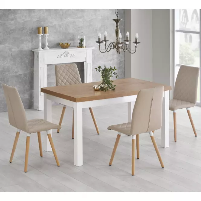 Rozkladací stôl Tiago 140/220x80cm Płyta/Drevo – Dub Lancelot/Biely