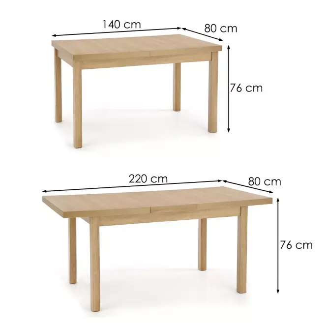 Rozkladací stôl Tiago 2 140/220x80cm Płyta/Abs/Mdf – Dub Riviera