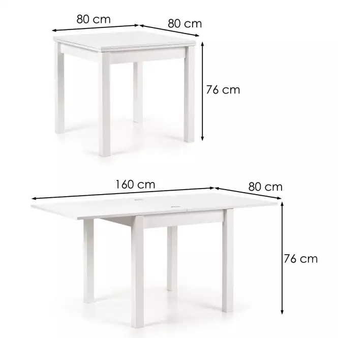 Rozkladací stôl Gracjan 80/160x80cm Płyta/Abs/Mdf – Biely