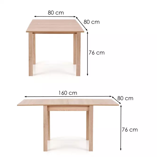 Rozkladací stôl Gracjan 80/160x80cm doska/Abs/MDF – Dub Sonoma