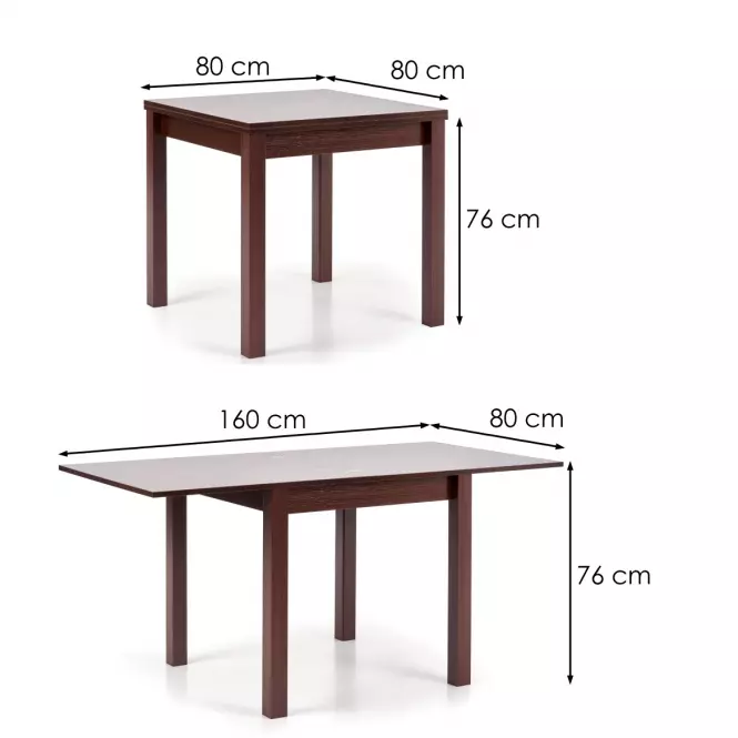 Rozkladací stôl Gracjan 80/160x80cm Płyta/Abs/Mdf – Tmavé Orech