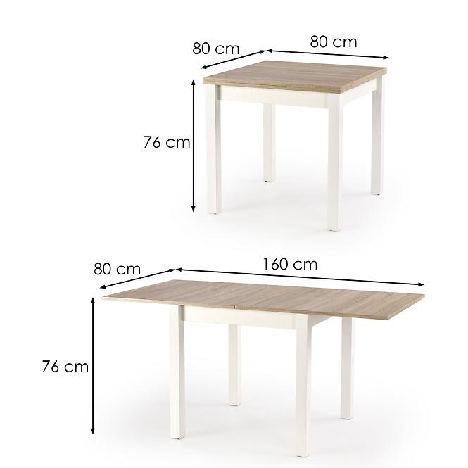 Rozkladací stôl Gracjan 80/160x80cm Płyta/Abs/Mdf – Dub Sonoma/Biely