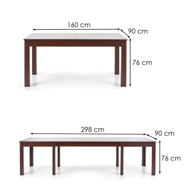 Rozkladací stôl Seweryn 160/298x90cm doska/ABS/MDF – Tmavé Orech