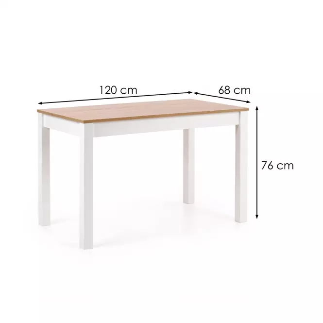 Stôl Ksawery 120x68 Płyta/Abs/Mdf – Dub Sonoma/Biely