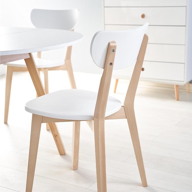Rozkladací stôl Ruben 102/142x102cm  doska/drevo – biela mat/Dub medový