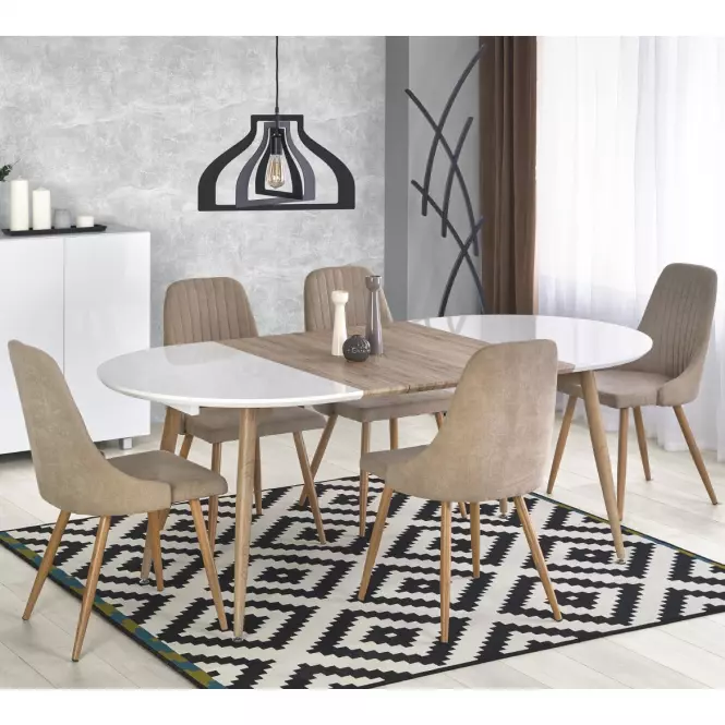 Rozkladací stôl Edward 120/200x100cm Mdf/Oceľ – Biely/Dub San Remo
