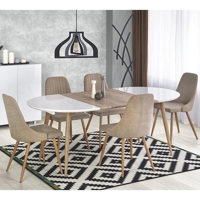 Rozkladací stôl Edward 120/200x100cm Mdf/Oceľ – Biely/Dub San Remo