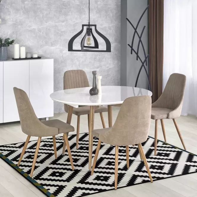 Rozkladací stôl Edward 120/200x100cm Mdf/Oceľ – Biely/Dub San Remo