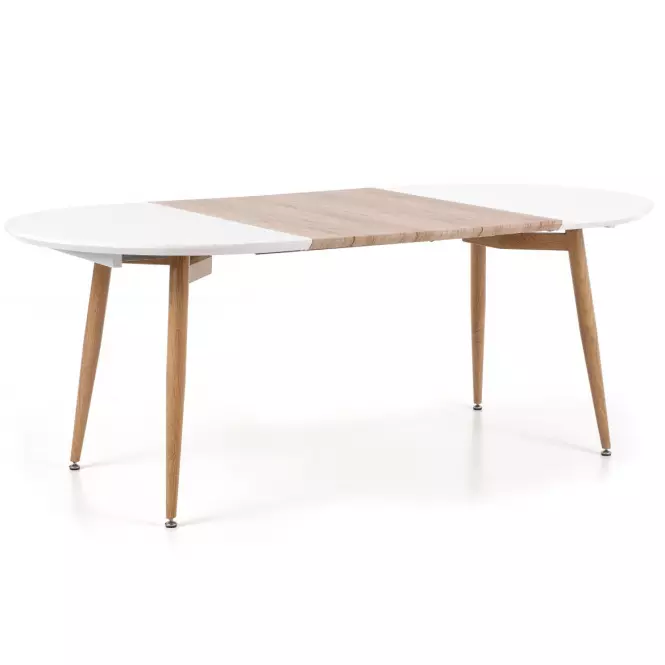 Rozkladací stôl Edward 120/200x100cm Mdf/Oceľ – Biely/Dub San Remo