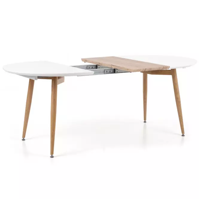 Rozkladací stôl Edward 120/200x100cm Mdf/Oceľ – Biely/Dub San Remo
