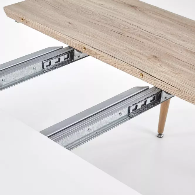 Rozkladací stôl Edward 120/200x100cm Mdf/Oceľ – Biely/Dub San Remo