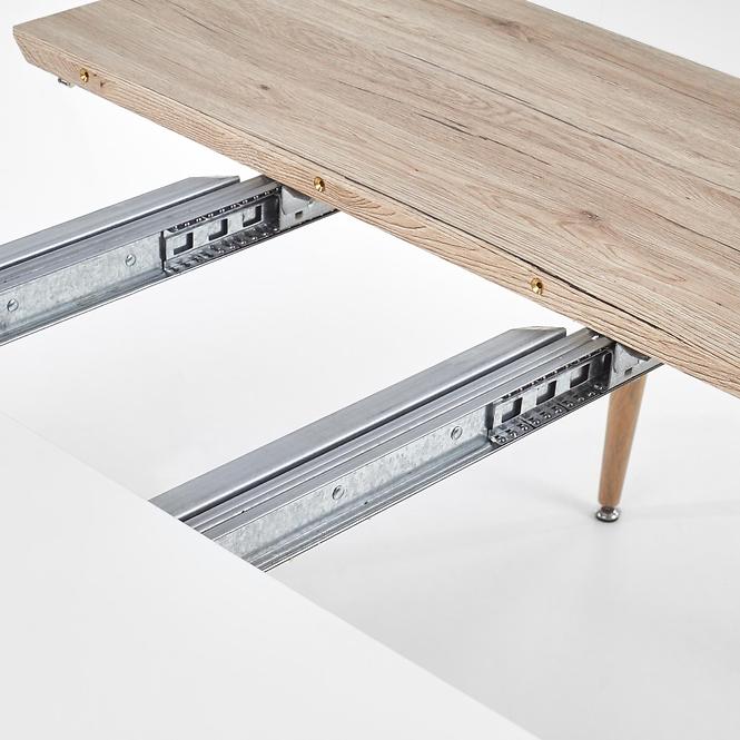 Rozkladací stôl Edward 120/200x100cm Mdf/Oceľ – Biely/Dub San Remo