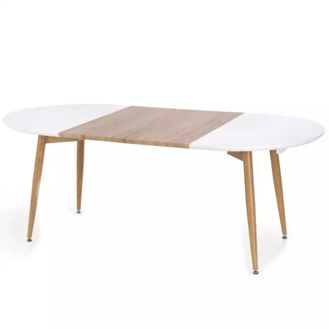 Rozkladací stôl Caliber 160/200x90cm Biely Mat/Dub San Remo/Naturalny
