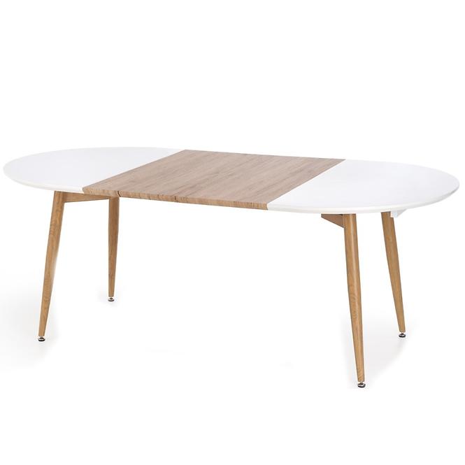 Rozkladací stôl Caliber 160/200x90cm Biely Mat/Dub San Remo/Naturalny