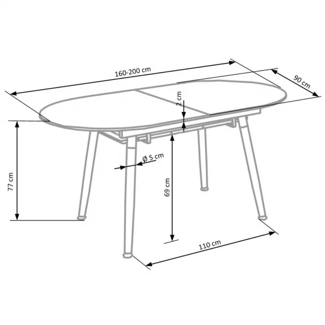 Rozkladací stôl Caliber 160/200x90cm Biely Mat/Dub San Remo/Naturalny