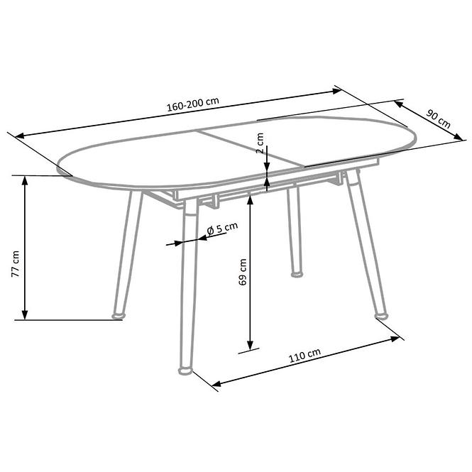 Rozkladací stôl Caliber 160/200x90cm Biely Mat/Dub San Remo/Naturalny