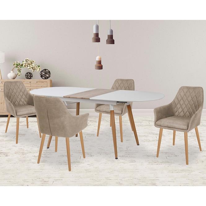 Rozkladací stôl Caliber 160/200x90cm Biely Mat/Dub San Remo/Naturalny