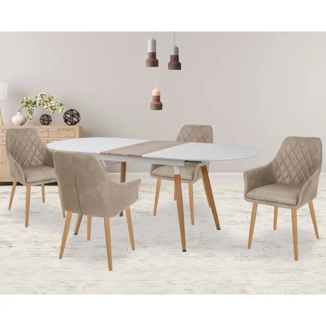 Rozkladací stôl Caliber 160/200x90cm Biely Mat/Dub San Remo/Naturalny,7